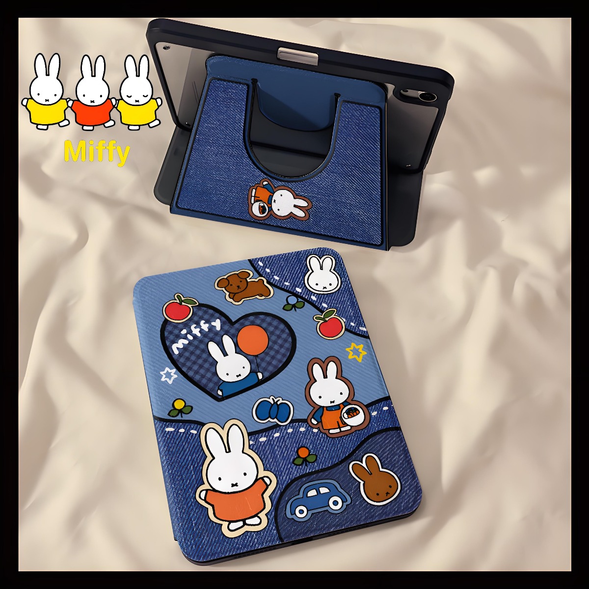 Tablet Accessories Case - かわいいミッフィーウサギタブレットケースバルーンミッフィーウサギiPad11 360回転Air7 MINI7落下防止iPad第10世代