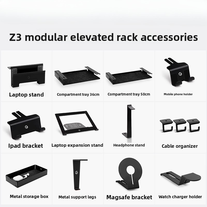Tablet Stand Accessories - Z3 モジュラーモニタースタンド多機能デスクオーガナイザー電話ホルダー調節可能なタブレット & イヤホンドックホームオフィスアクセサリー