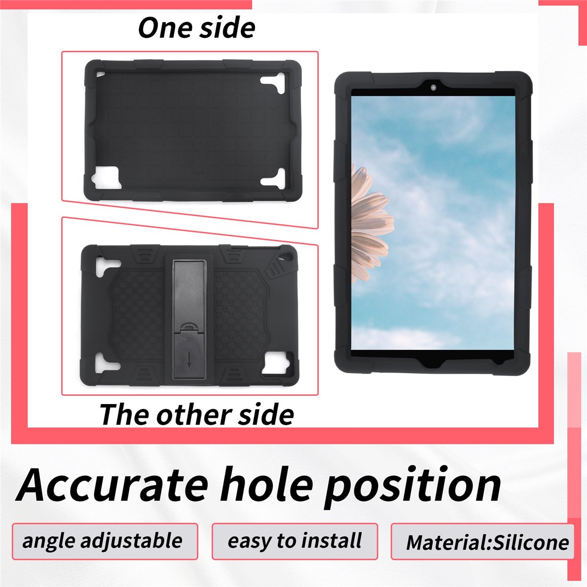 Boox Tablet Accessories - A49T 10.1 インチタブレットケースシリコンケースユニバーサルタブレットケース調整可能なスタンド、容量性ペン付き 26x16cm フラットパネル用