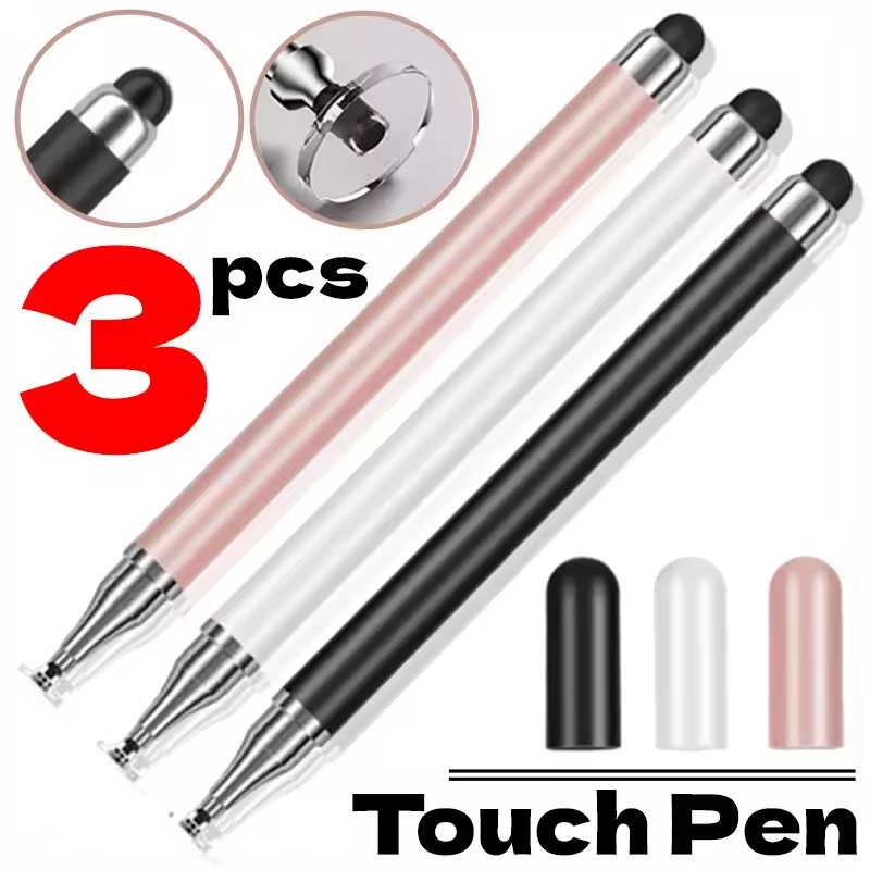 Tablet Accessories Kids - ユニバーサルスタイラスペン 2in1 すべてのタッチスクリーン用 iPad タブレット描画ペンシル 高精度ディスクチップ