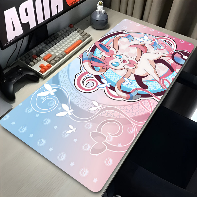 Rugged Tablet Accessories - 大型ピンクかわいいマウスパッド XXL ゲームコンピュータアクセサリー P-ポケモン シルベオン キーボード