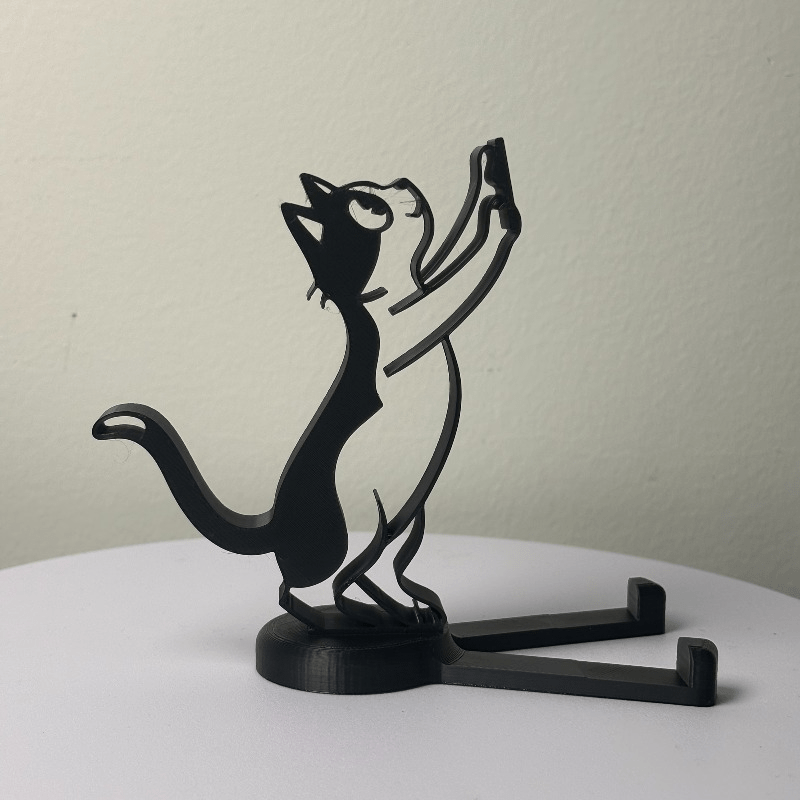 抽象的な中空ラインの猫型スマホスタンド、ミニマリストなキティ - Tablet Stand Accessories のレビューと価格