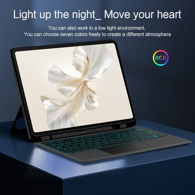 AJIUYU-タッチパッド付きバックライト付きキーボードケー - Honor Tablet Accessories のレビューと価格